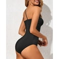 thumbnail image 5 of One Shoulder One Piece Swimsuit for Women Tummy Control Bathing Suits Modest Full Coverage Keyhole Swimwear Black, 5 of 5