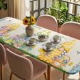 thumbnail image 3 of Easter Table Cloths for 8 Foot Rectangle Tables, Gnomes Colorful Eggs Butterfly Flowers Blue Check Patio Waterproof Elastic Fitted Tablecloths, Washable Rectangular Table Cover for Camping, 3 of 8