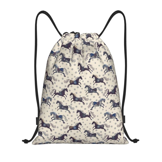Fotbe Horse Bolsa Mochila con Cordón Estampada, Bolsa de Gimnasio Deportiva, Bolsa Cinch, Bolsa con Cordón para Hombres y Mujeres-Small