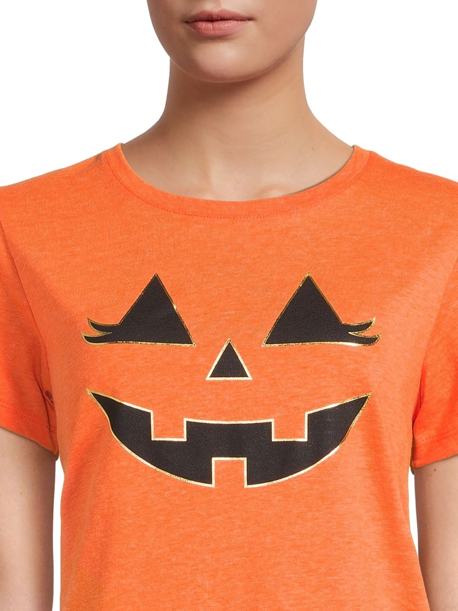 Women's Halloween Jack-O-Lantern Graphic Tee, Fall Short Sleeve T Shirt  from Way to Celebrate, Sizes S-3XL