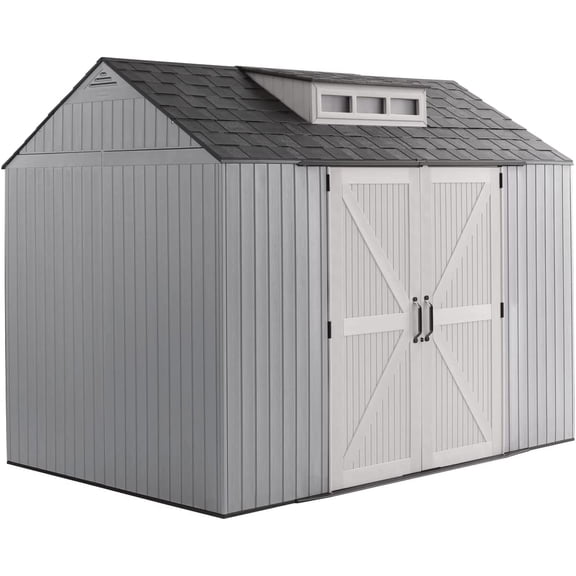 Rubbermaid Large Resin Outdoor Storage Shed, 10.5 x 7 ft., Gray, with Substantial Space for Home/Garden/Back-Yard/Lawn Equipment