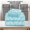 thumbnail image 4 of Lux Decor California King 6 Piece Bed Sheet Set - Paisley Printed Microfiber Sheets, Ultra Soft, Deep Pocket, Wrinkle-Free, Breathable, OEKO-TEX Certified - California King, Blue, 4 of 9