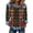 Red, variant on Tnhcen Women's Plaid Flannel Shirt with Denim Collar, Long Sleeve Casual Top, Vintage Button Down Blouse for Fall, Soft Fleece Lining, Sizes S-2XL