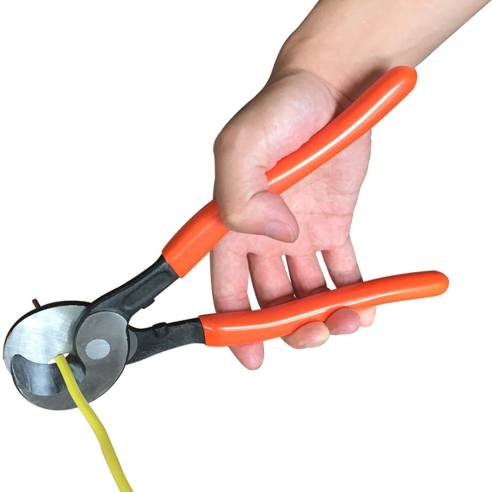 FRCOLOR Heavy Duty Ratchet Cable Cutter with Steel Construction for Wire Cutting Use  Orange  Compact Design and Secure Grip