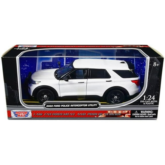 2022 Ford Police Interceptor Utility Unmarked Slick-Top 1 by 24 Scale Diecast Model Car, White