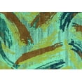 thumbnail image 1 of Ahgly Company Machine Washable Indoor Rectangle Oriental Turquoise Blue Modern Area Rugs, 6' x 9', 1 of 4