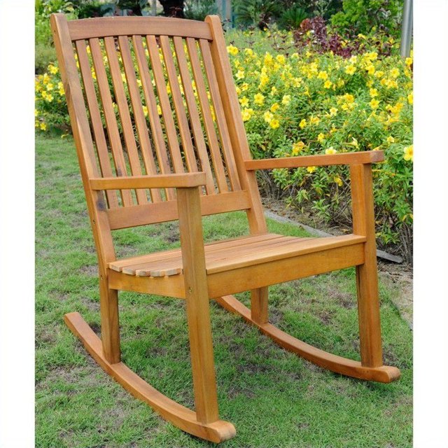 International Caravan Royal Fiji Large Porch Rocker in Natural Stain