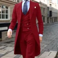 thumbnail image 4 of Traje elegante para hombre, traje ajustado, 3 piezas, chaqueta, chaleco, pantalones, conjunto de esmoquin formal para boda, escenario, fiesta, abrigo largo, 4 of 5