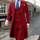 thumbnail image 4 of Traje elegante para hombre, traje ajustado, 3 piezas, chaqueta, chaleco, pantalones, conjunto de esmoquin formal para boda, escenario, fiesta, abrigo largo, 4 of 5