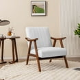 thumbnail image 4 of Gymax Modern Accent Chair Leathaire Leisure Armchair w/ Rubber Wood Frame & Felt Pads Beige, 4 of 9