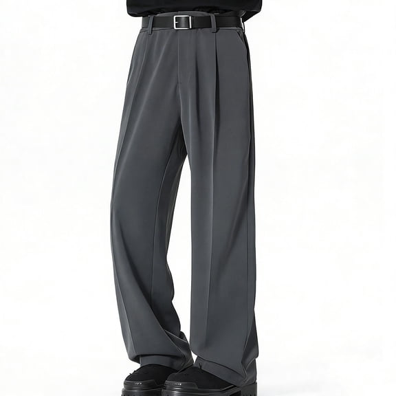 GSPCLAM Mens Casual Dress Pants Loose Fit Easy Care Pants with Side pockets Lightweight Flat Front Pants for Casual Party