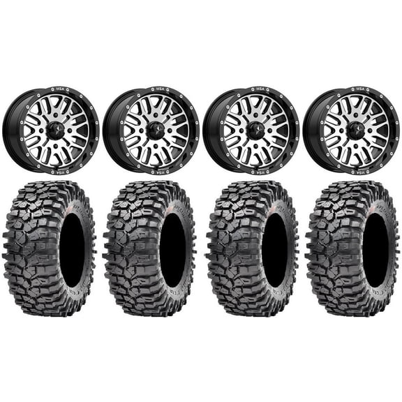 MSA Machined Brute 14" ATV Wheels 32" Roxxzilla Tires Sportsman RZR Ranger