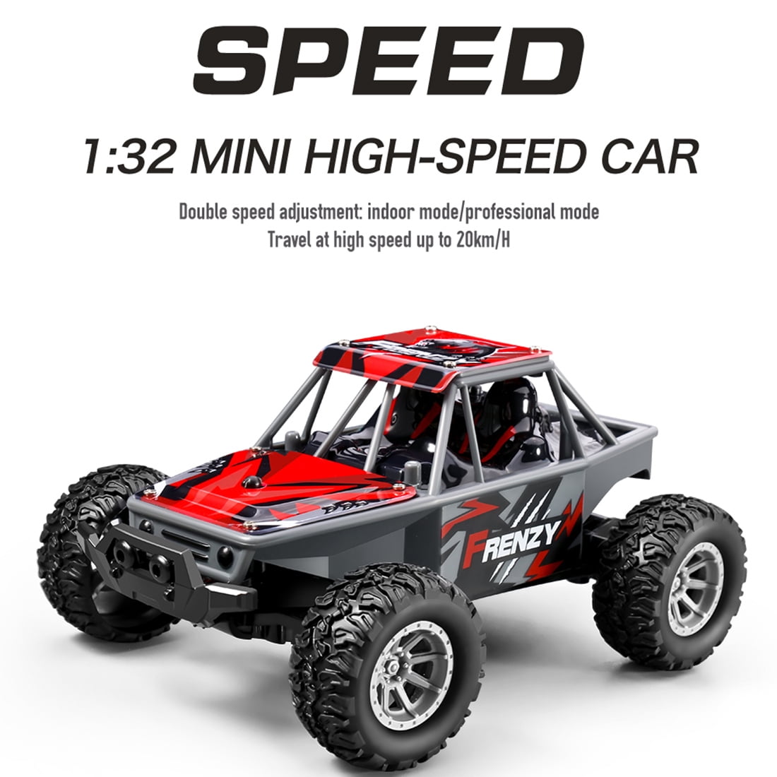 1/32 Scale 4WD RC Crawler, 2.4GHz Mini Off-Road Drift Car with Full Proportional Control & Metal Drive Shafts, Mini RC Model for Adults, RTR-Red