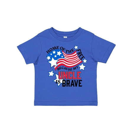 

Inktastic Home of the Free Because My Uncle is Brave Gift Toddler Boy or Toddler Girl T-Shirt