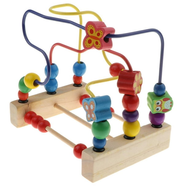 Educional Wooden Bead Maze Roller Coaster Activity Abacus Beads Circle