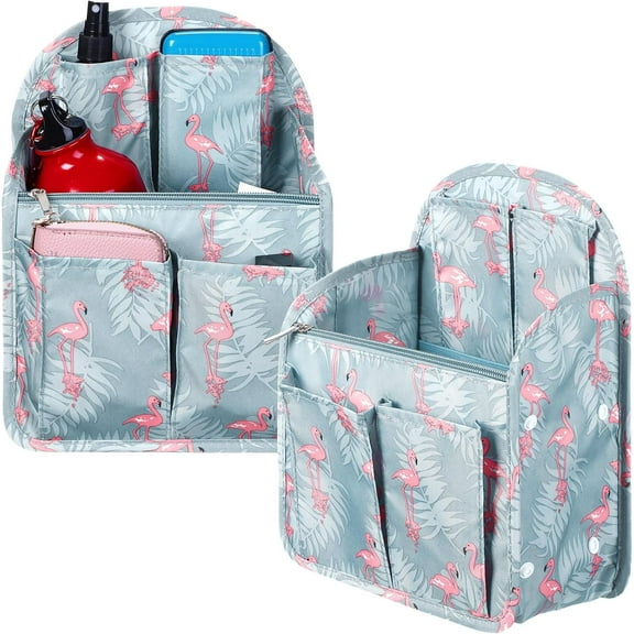 Yoqb 2 Pcs Mini Backpack Organizer Insert Flamingo 7.87"l x 4.72"w x 11.02"h,waterproof Nylon,light and Durable,shoulder Bag Divider,fits Small Backpacks A1015