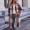 thumbnail image 2 of Annhoo Womens Long Trench Coat Single Breasted Checkered Long Sleeve Lapel Overcoat Fall Winter outerwear Jackets, 2 of 7