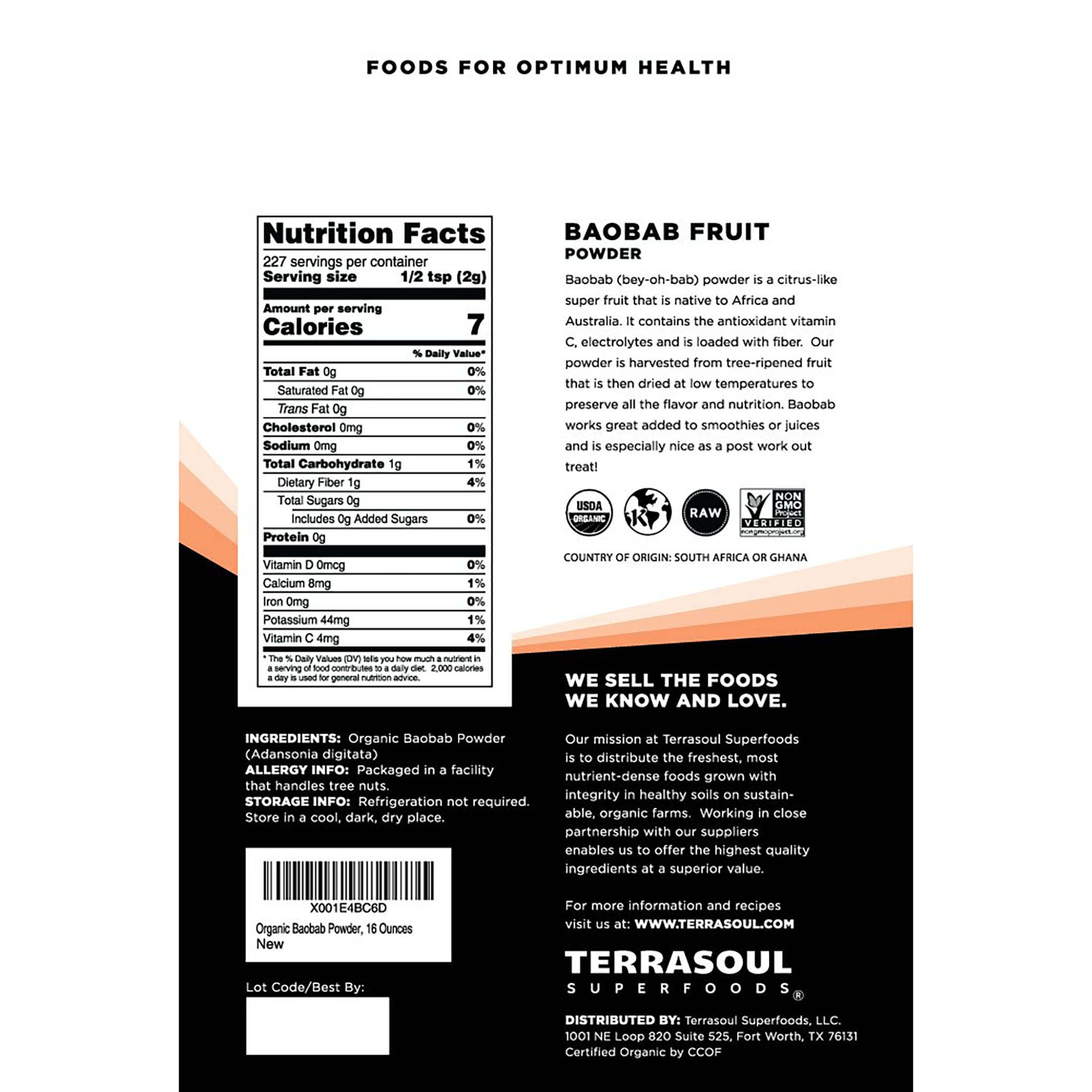 Terrasoul Superfoods Organic Baobab Fruit Powder, 1.5 Lbs (12 Oz 2-Pack) - Vitamin C | Antioxidants