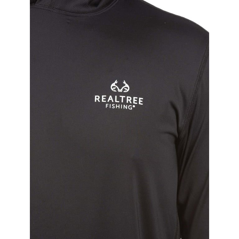Realtree Black Men's Long Sleeve Hooded Fishing Shirt 