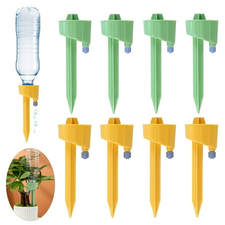 

lsiaeian 2/8Pcs Updated Design Self Watering Spikes Auto Plant Watering Devices with Adjustable Drip Valve Bevel & Dual Runner Spouts Simple Self Watering Devices for Garden Plants