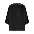 thumbnail image 3 of FRSASU Womens Business Casual Tops Satin Silk Dressy Blouses Round Neck formal Tops Batwing Half Sleeve Shirt Black L(L), 3 of 6