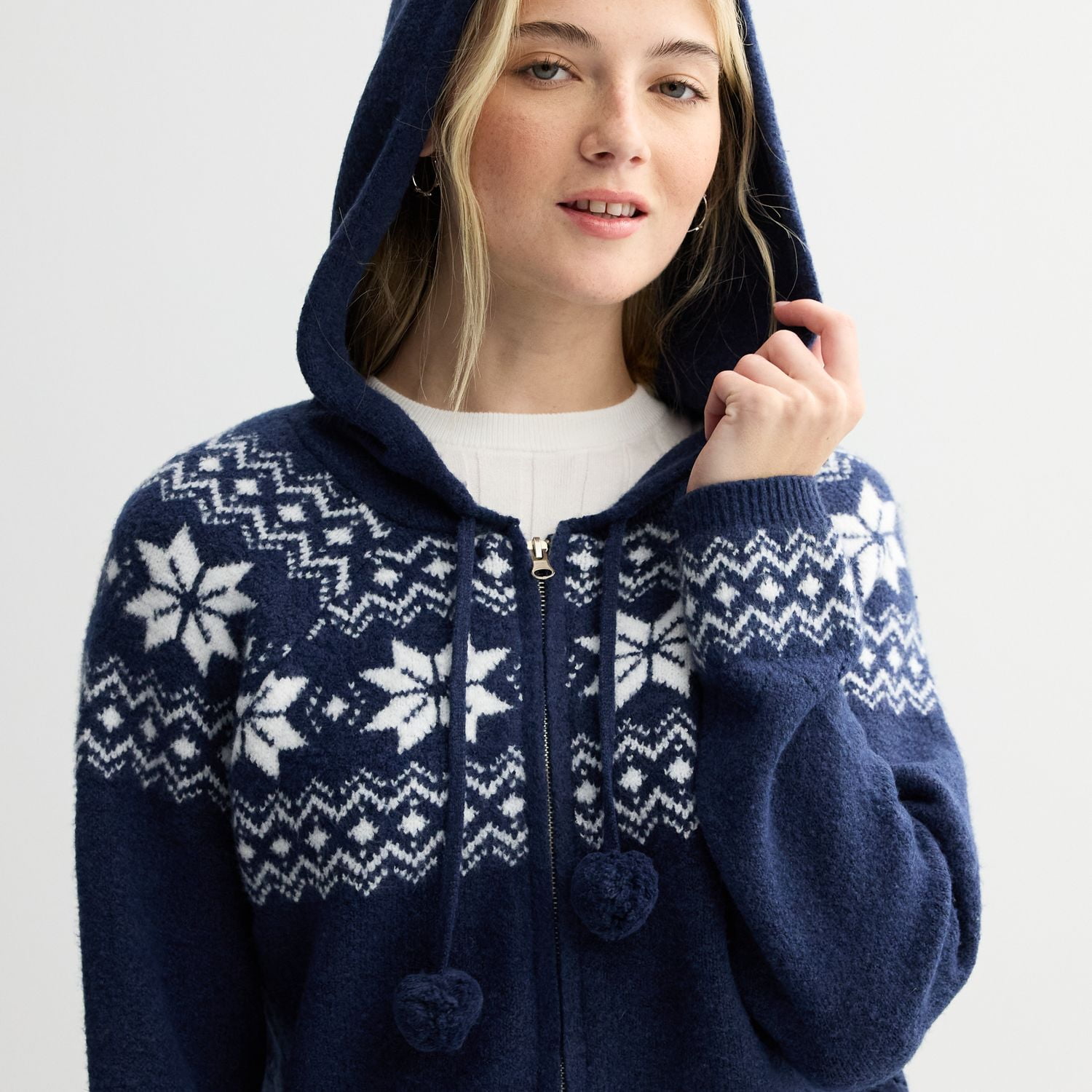 Juniors' Pink Republic Hoodie Zip-Up Pullover Color: Peri Nordic Size:  MEDIUM - Walmart.com