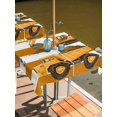 thumbnail image 2 of Outdoor Tablecloth with Umbrella Hole for Patio/Picnic/Party/Camping, Yellow Truck Waterproof Table Cloth Square Cover Washable, Brown Striped Farmhouse Art (54"x 54"), 2 of 8
