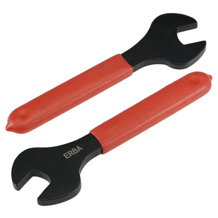 

Collet Chuck Wrench Spanner for ER8A Lathe Clamping Nut w Red Non-slip Handle 2pcs