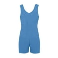 thumbnail image 4 of Mrat Elastic Waist Overalls 1/2 Length Womens Summer Casual Sleeveless Straps Rompers Loose One-Piece Jumpsuit Shorts Overalls with Pockets Office Pants S-49 Sky Blue L, 4 of 9