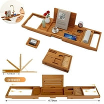 YMWVH Bamboo Bathtub Tray Caddy, Expandable 28.5"-40" Non-Slip Bath Tray, Housewarming & Wedding