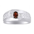 thumbnail image 1 of RYLOS Men's Rings 14K White Gold Classic Nugget 6X4MM Oval Gemstone & Diamond Ring Garnet January Birthstone Rings Size 13, 1 of 7