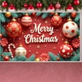 thumbnail image 3 of Red Background Christmas Banner Gold Snowflakes Festive Backdrop Christmas Ornaments Pine Branches Holiday Background for Christmas Party Home Decor Family Event, 3 of 9