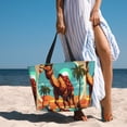 thumbnail image 6 of Daiia Cool Camel Oasis Vibes Beach Travel Bag - Water-Resistant Beach Bag, Lightweight Tote with 7 Pockets for Women and Men - Gym,Pool,Camping,Reusable Grocery Bag, 6 of 7