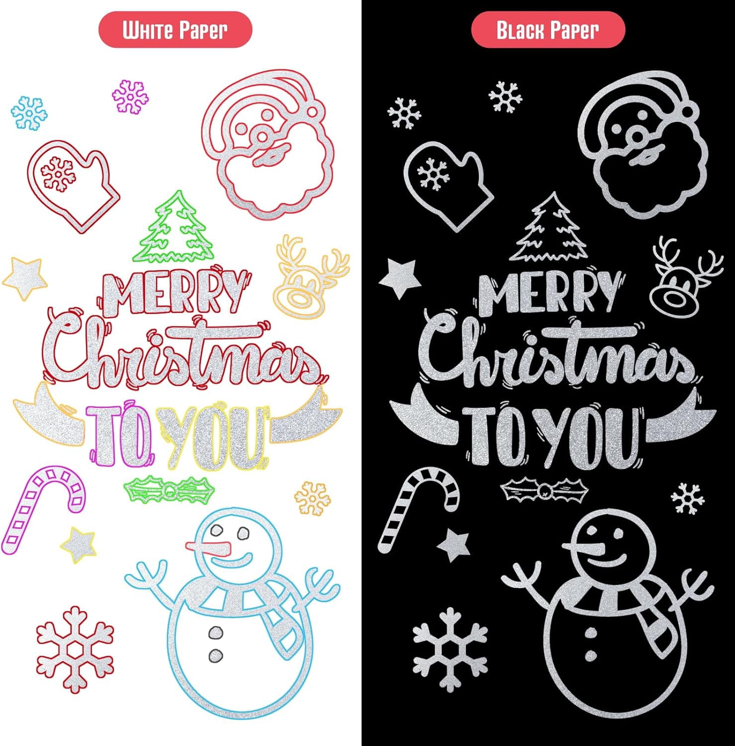 Dreamy Sparkle Dual-Line Contour Pen, 12 Colors Shimmer Metallic Marker Pens for Christmas Cards, Scrapbooking, DIY Art Crafts, Doodling on Ceramic Glass Wood and Metal Surfaces