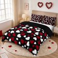 thumbnail image 2 of Erosebridal Scattered Heart Valentine Confetti Duvet Cover Queen for Girls, Black White Red Love Queen Bedding, Black Reversible 3-Piece 1 Duvet Cover and 2 Pillowcases, 2 of 7