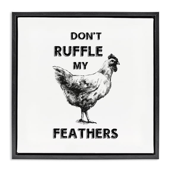 Stupell Industries Rustic Lodge Sassy Rooster Ruffled Feathers Black Floating Frame Canvas Art, 18 x 18, by Conrad Knutsen