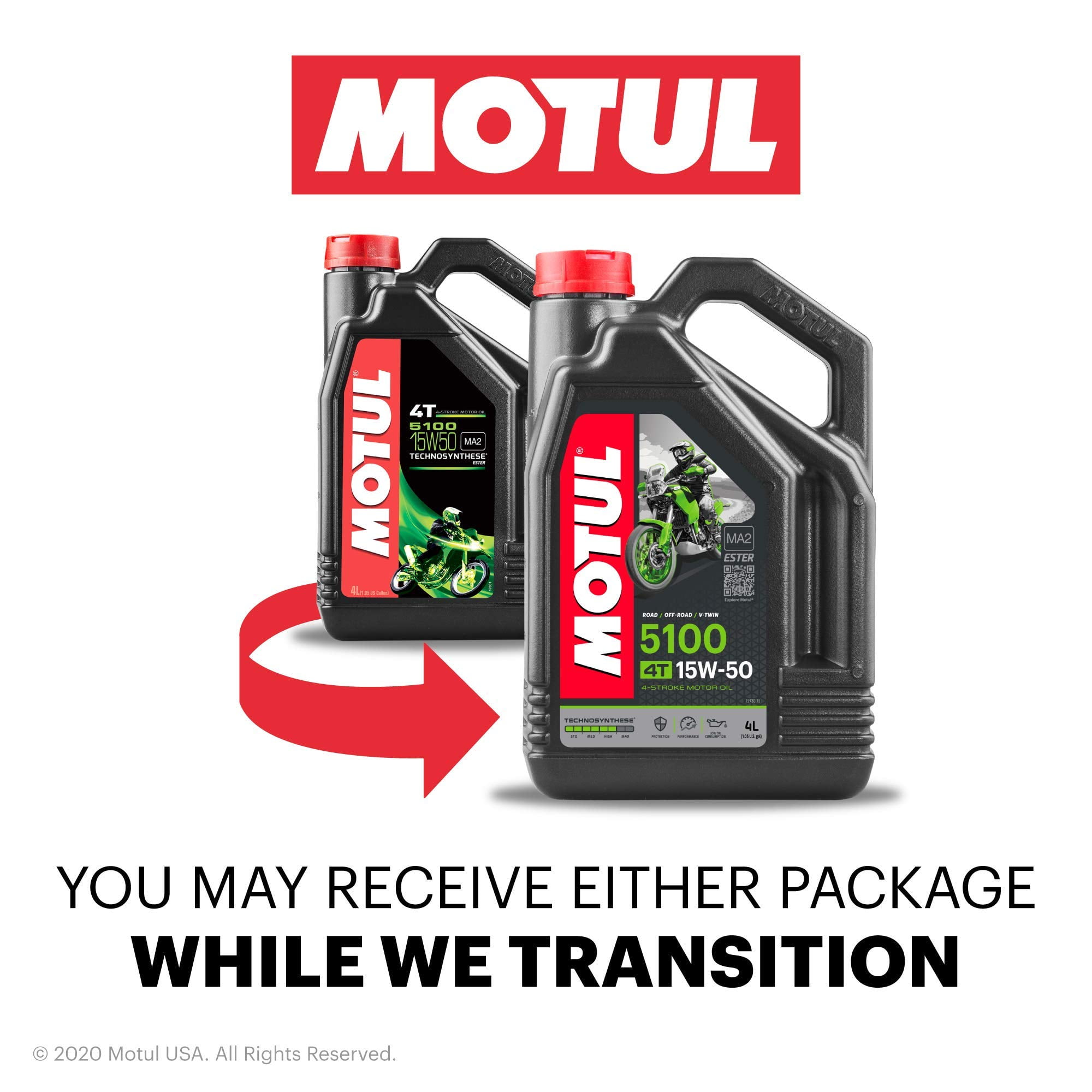 Motul 4L 5100 4-Stroke Engine Oil 15W50 4T - 104083 - Walmart.com