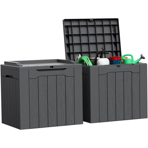 Homall 2PCS 31 Gallon Outdoor Deck Box In Resin with Seat