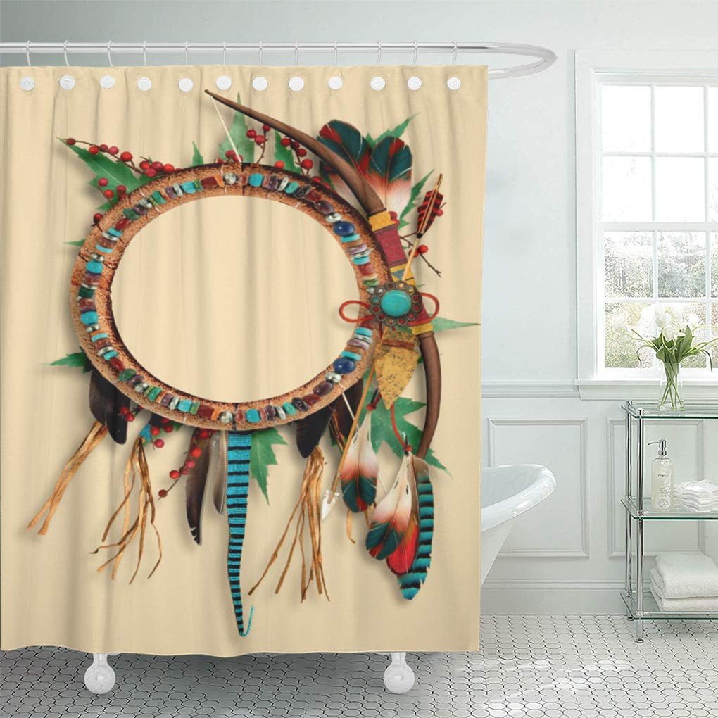 Atabie Brown Western Southwest, Western Turquoise Shower Curtain