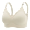 thumbnail image 3 of Xijirk Women Seamless Bra Ribbed Scalloped V Neck Adjustable Straps Wirefree for Daily Home Casual Wear,White,XXL, 3 of 3