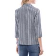 thumbnail image 3 of MODA NOVA Juniors Striped 3/4 Sleeves Open Front Blazer Blue L, 3 of 5
