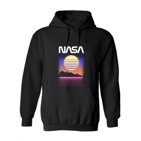 NASA Nasa 80S Sunset And Grid Hoodie Men -NASA Designs, Male XX-Large