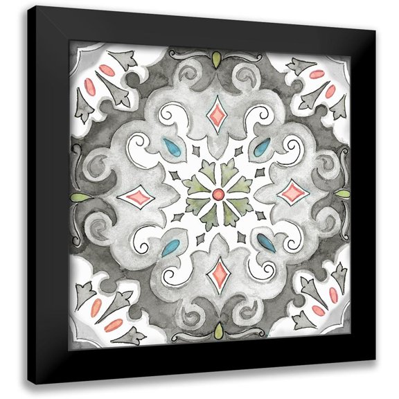 CoulterCynthia 12x12 Black Modern Framed Museum Art Print Titled - Jewel Medallion Gray I