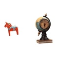 thumbnail image 1 of Estatua de caballo Dalecarlian en forma de globo terráqueo, escultura animal moderna de colección, reloj de mesa, adorno artístico para estantería, of, 1 of 8