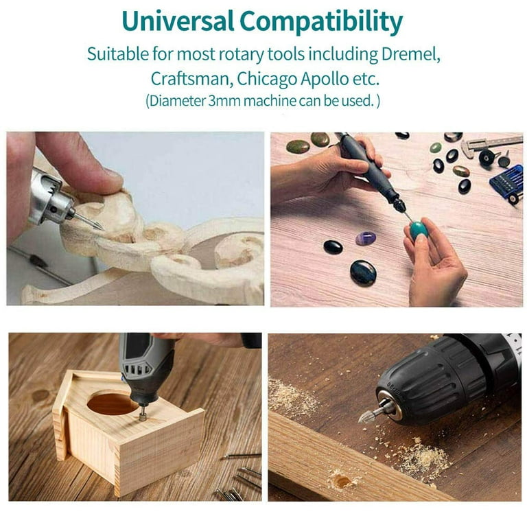 Carving Bits Wood Engraving Router Bit for Dremel with 1/8 inch(3mm) Shank, 20pcs HSS Different Burr Set to Meet Your Different Needs, Durable Rotary