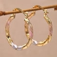 thumbnail image 6 of KaiXunRui Retro Hoop Earrings Stylish Round Mixed Tone Statement Hoop Earrings B, 6 of 7