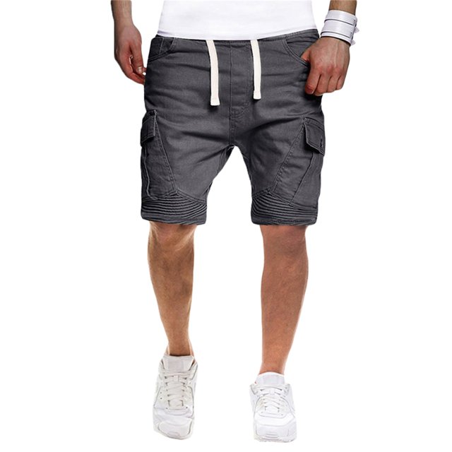 Txlixc Pantalones cortos de verano para hombres, pantalones cortos de cuerda de color sólido con bolsillos Txlixc moda