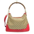 thumbnail image 1 of Pre-Owned Gucci Bamboo 282315 Women's Leather,GG Canvas Shoulder Bag,Tote Bag... (Good), 1 of 18