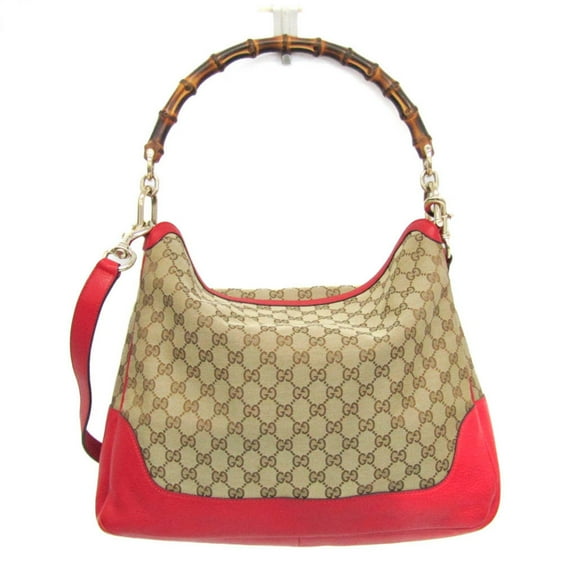 Pre-Owned Gucci Bamboo 282315 Women's Leather,GG Canvas Shoulder Bag,Tote Bag... (Good)