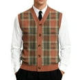 thumbnail image 2 of Men's Sweater Vest V Neck Button Down Sleeveless Cardigan Argyle Sweater Vest, 2 of 7